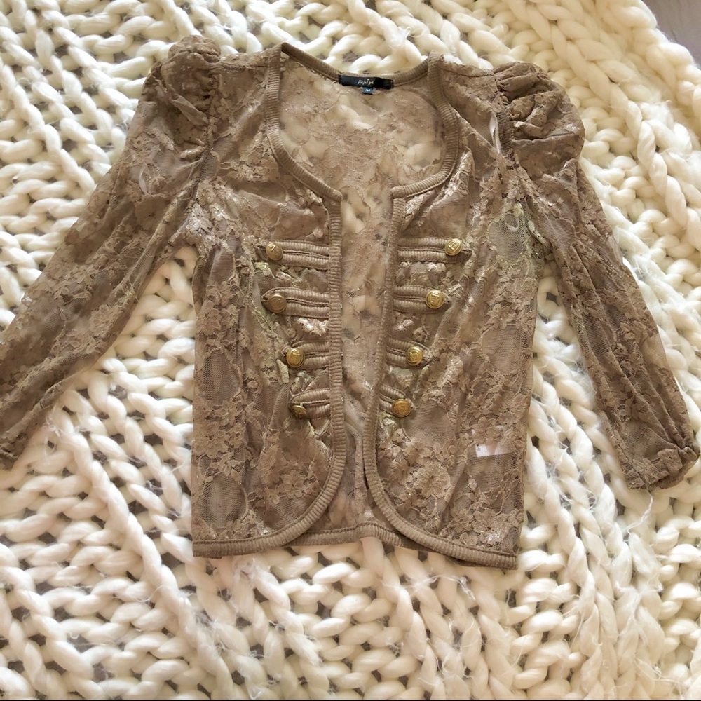 3/30 Puffy shoulder lace cardigan - Picture 2 of 5
